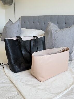 Cuyana Small Structured Tote with Blush Pink Insert Organizer